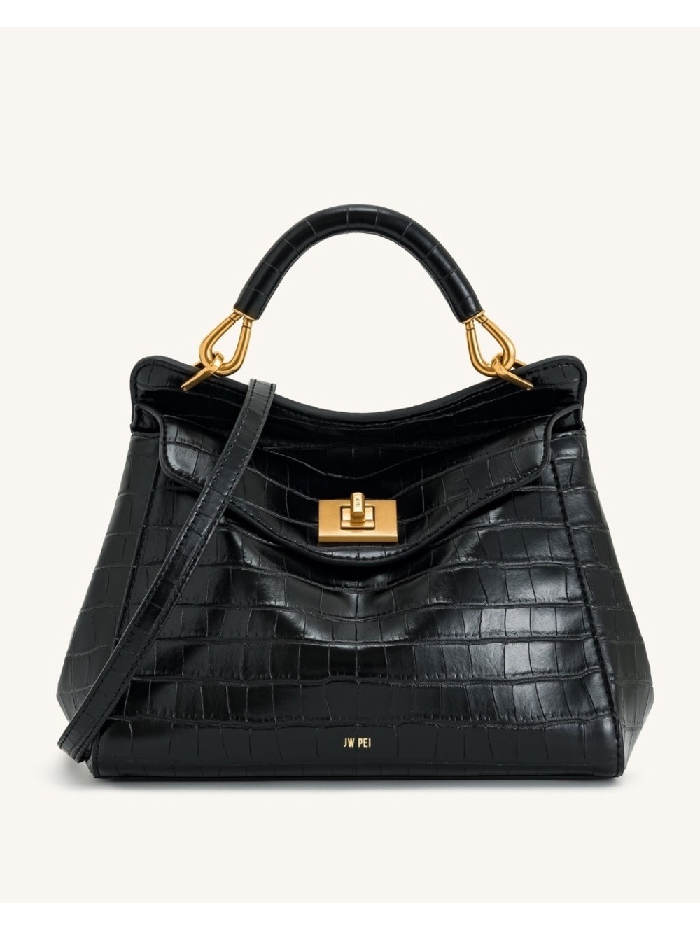 JW PEI Lucia Classic Top Handbag in Black Croc